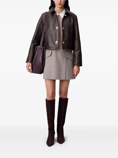 Claudie Pierlot cropped leather jacket - Brown - zdjęcie produktu nr 2