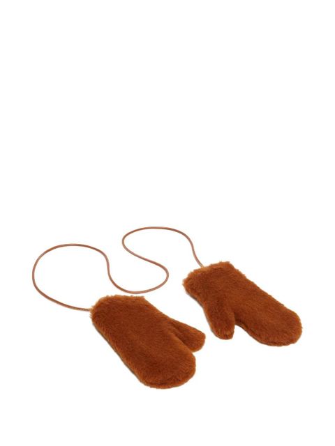 Max Mara furry-texture mittens - Brown