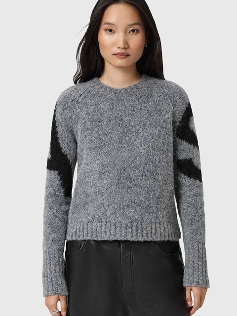 AllSaints sweter z dodatkiem alpaki damski kolor czarny W088KD - zdjęcie produktu nr 1