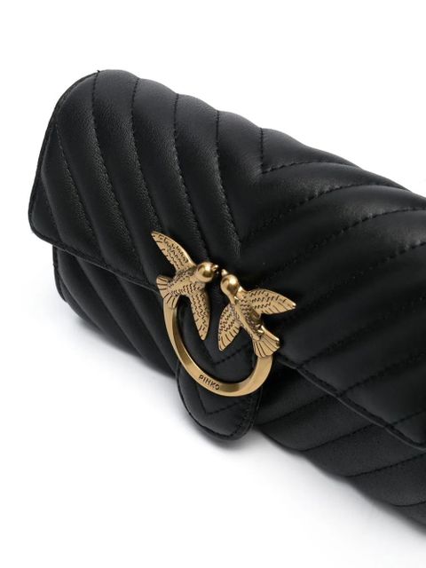 PINKO logo-plaque matelassé shoulder bag - Black