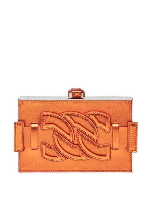 Casadei logo-patch clutch bag - Orange