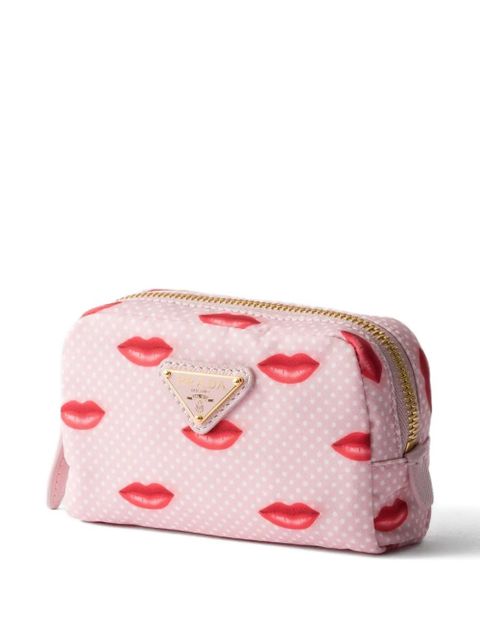 Prada logo-detail make up bag - Pink