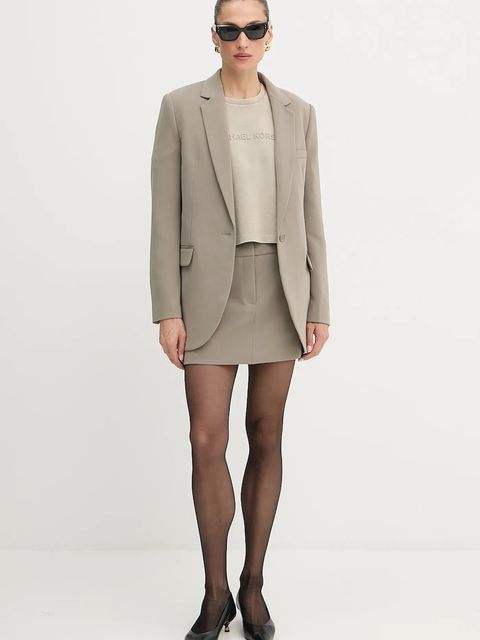 MICHAEL Michael Kors marynarka kolor brązowy jednorzędowa gładka MF4108YENX - zdjęcie produktu nr 2