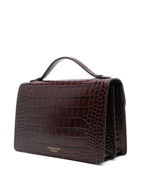 Victoria Beckham embossed-crocodile shoulder bag - Brown