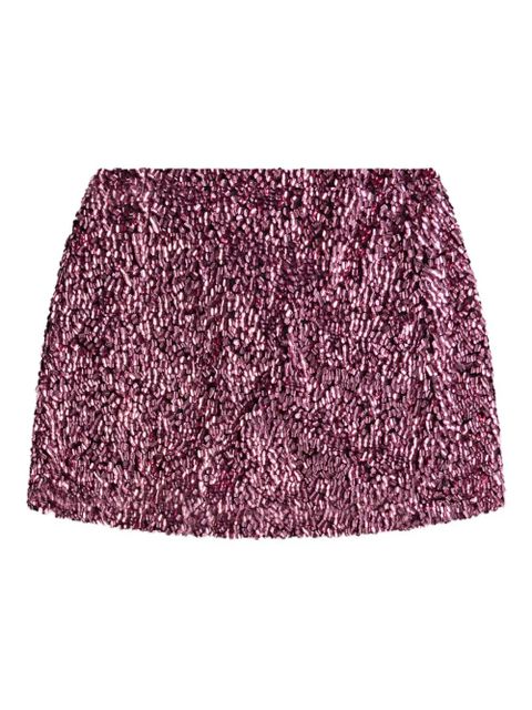 AREA crystal sequin mini skirt - Pink