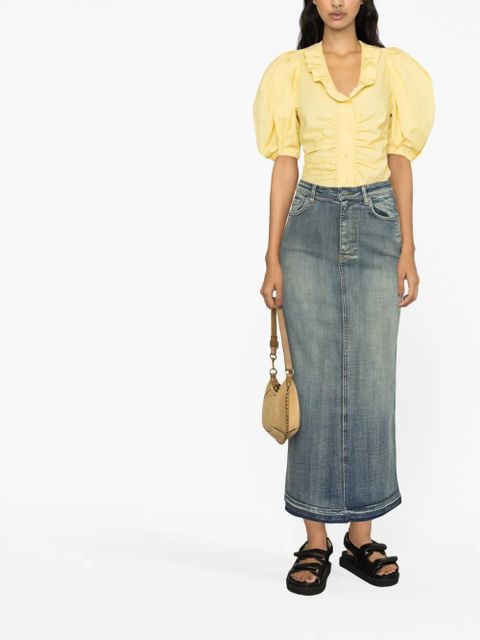 ISABEL MARANT ruffle-neck ruched blouse - Yellow - zdjęcie produktu nr 2