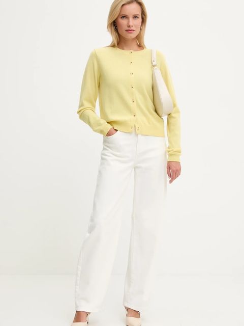 Answear.LAB kardigan z wełny merino damski kolor żółty lekki