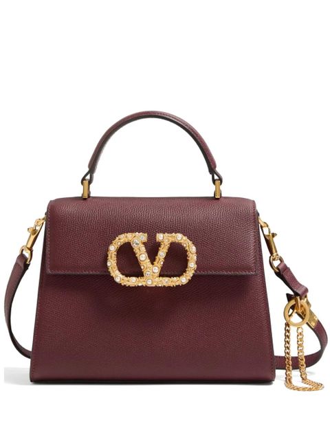 Valentino Garavani Vsling small handbag in grainy calfskin with jewel logo - Red - zdjęcie produktu nr 1