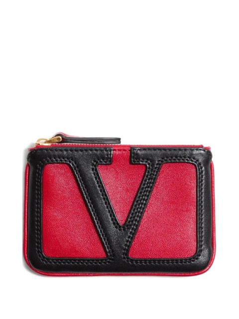 Valentino Garavani logo-detail leather card holder - Red - zdjęcie produktu nr 1