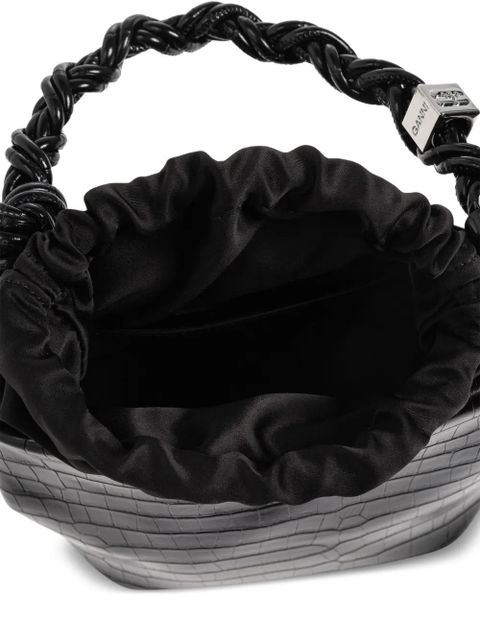 GANNI crocodile-embossed leather tote bag - Black