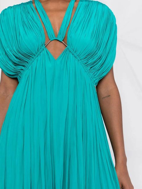 Lanvin gathered-detail V-neck dress - Blue