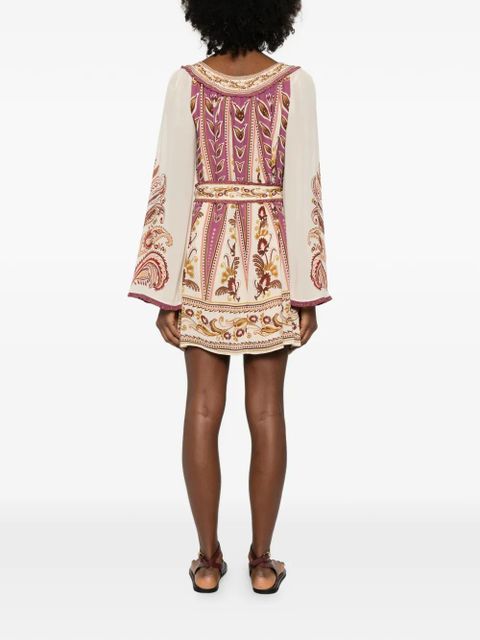 FARM Rio floral tie-waist mini dress - Neutrals