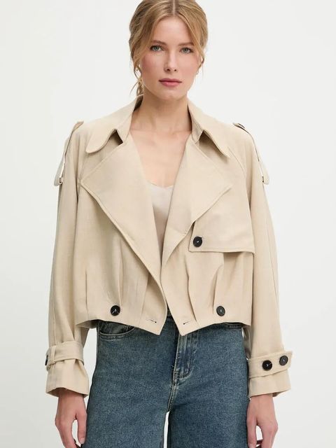 Answear.LAB kurtka kolor beżowy gładka - zdjęcie produktu nr 1