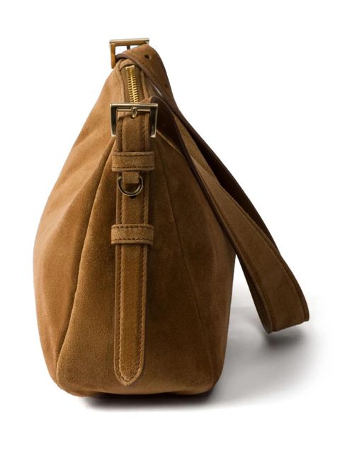 Prada medium Aimée suede shoulder bag - Brown
