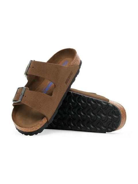 Birkenstock klapki zamszowe Arizona damskie kolor brązowy 1030865