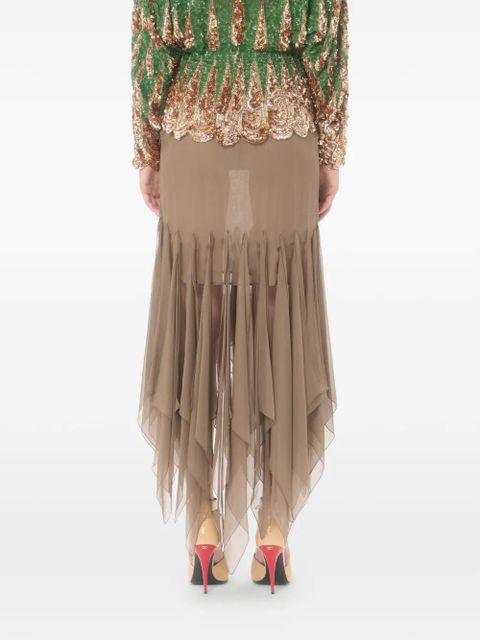 Valentino Garavani asymmetrical chiffon skirt - Green