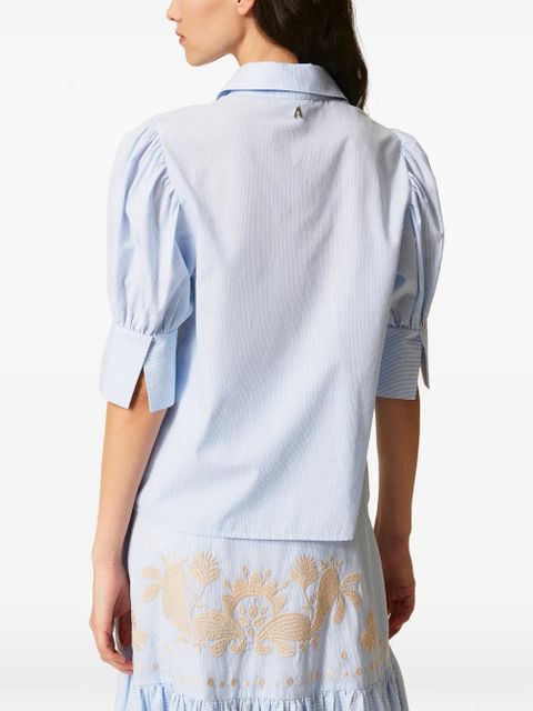 TWINSET pinstripe embroidered shirt - Blue