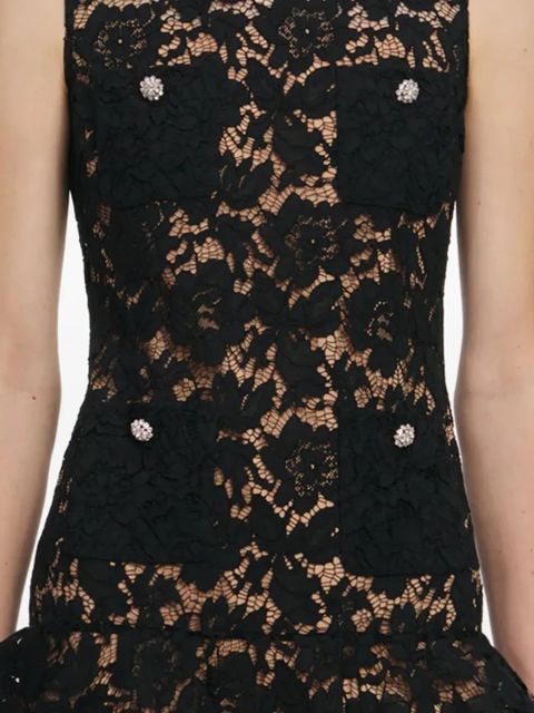 Self-Portrait crystal-embellished lace mini dress - Black