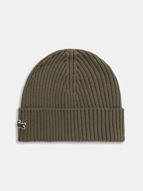 Lacoste czapka wełniana kolor zielony z cienkiej dzianiny wełniana RB0001 - zdjęcie produktu nr 1
