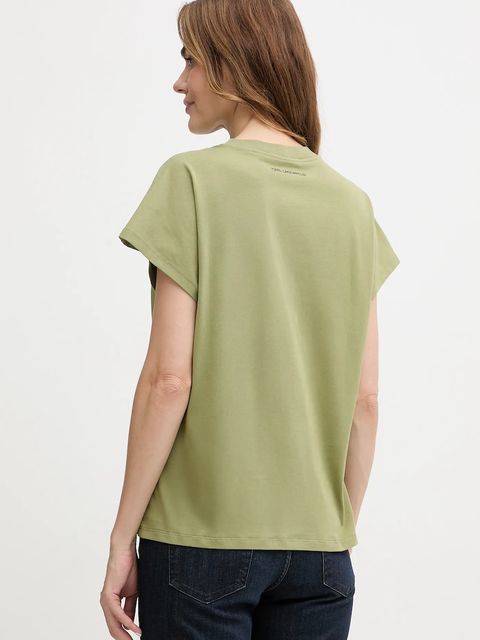 Karl Lagerfeld t-shirt bawełniany damski kolor zielony B1W17032
