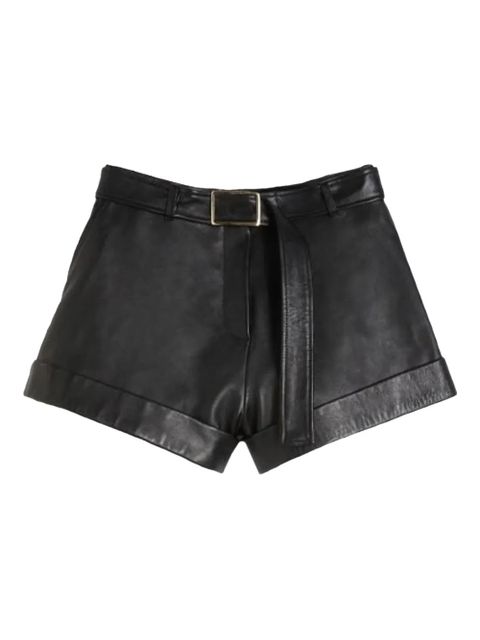 Sportmax belted cuffed leather shorts - Black - zdjęcie produktu nr 1