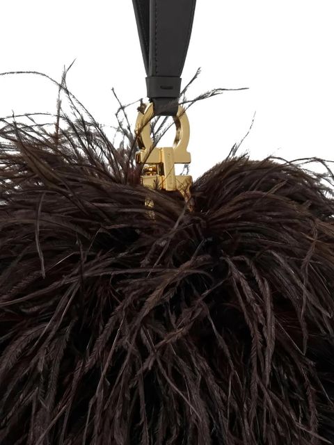 Ferragamo mini feather tote bag - Brown