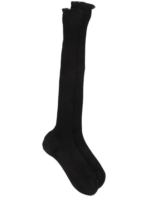 Prada lace trim knee-length socks - Black - zdjęcie produktu nr 1