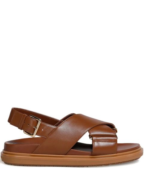 Marni cross-strap leather sandals - Brown - zdjęcie produktu nr 1