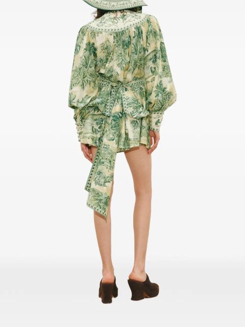 ALEMAIS Sara bow printed mini dress - Neutrals