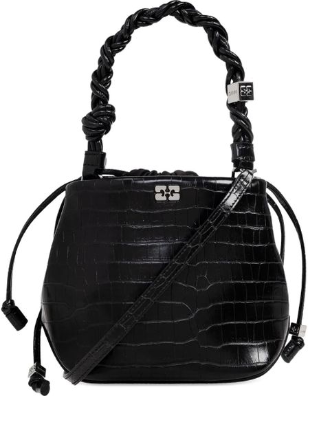 GANNI crocodile-embossed leather tote bag - Black