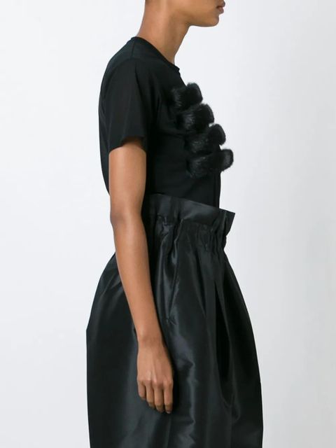 Comme Des Garçons appliqué fur T-shirt - Black