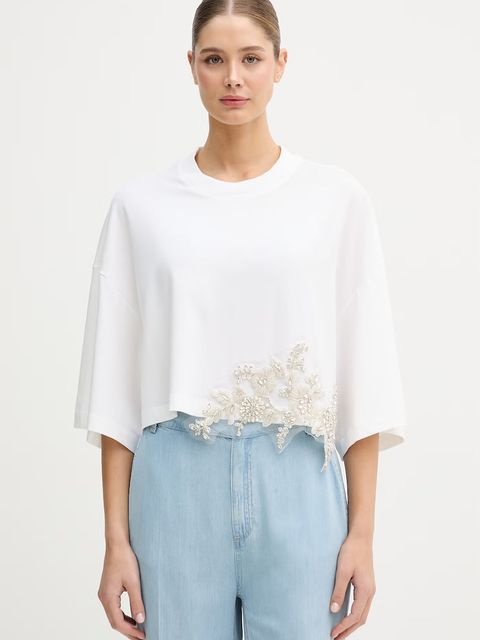 Blugirl Blumarine t-shirt damski bawełniany z elastanem - zdjęcie produktu nr 1