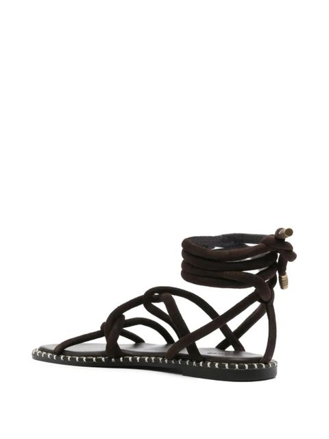 Ba&Sh Cuba leather lace-up sandals - Brown