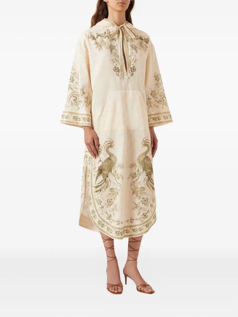 ZIMMERMANN printed hooded midi dress - Neutrals