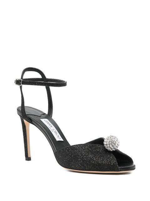 Jimmy Choo Sacora glitter heeled sandals - Black - zdjęcie produktu nr 2