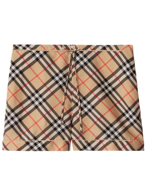 Burberry check-print silk shorts - Neutrals - zdjęcie produktu nr 1
