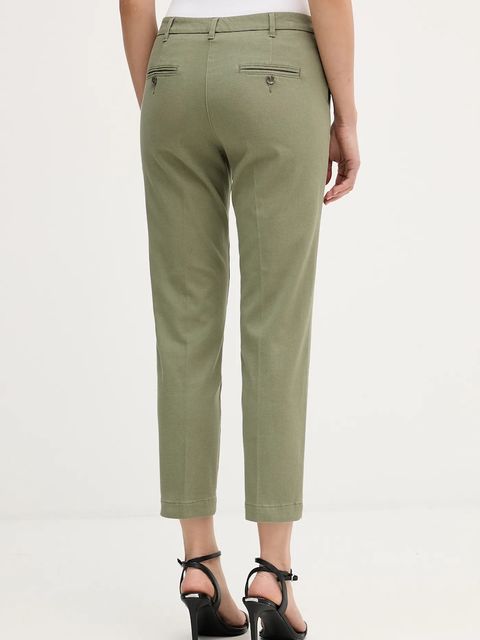 Sisley spodnie damskie kolor zielony fason cygaretki medium waist 48M855BK7