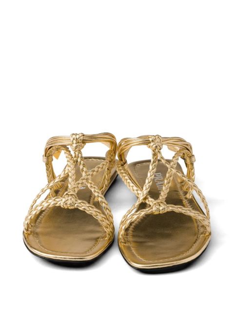 Prada flat mordoré nappa leather sandals - Gold