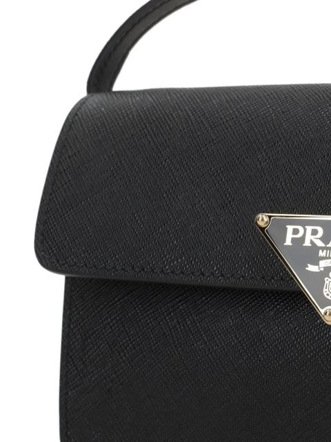 Prada Saffiano leather triangle-logo mini bag - Black