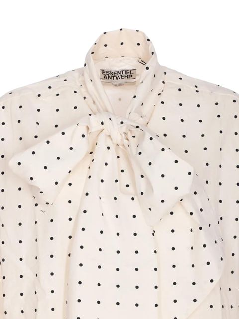Essentiel Antwerp polka-dot bow-fastening blouse - White