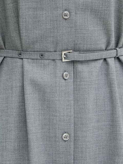 BOSS sukienka wełniana kolor szary midi prosta 50541988