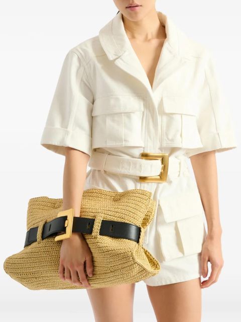 Balmain medium Anthem bag in smooth leather and crochet - Neutrals - zdjęcie produktu nr 2