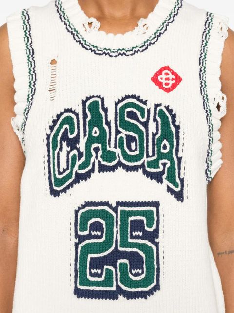 Casablanca intarsia baseball vest - White