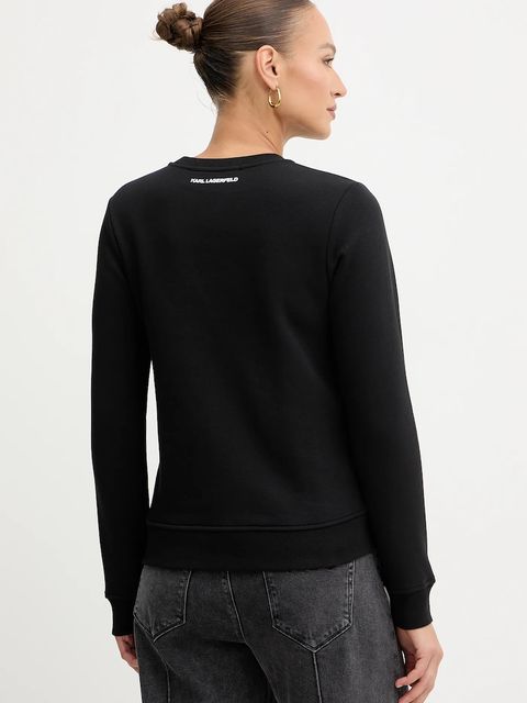 Karl Lagerfeld bluza IKON SIGNATURE damska kolor czarny z nadrukiem B1W20031