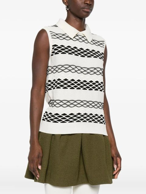 LOEWE spread-collar pattern top - White