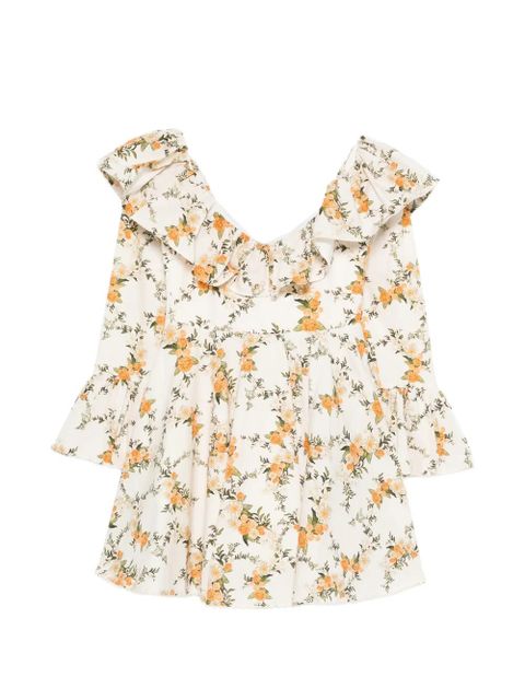 Agua By Agua Bendita ruffled floral-print mini dress - Neutrals - zdjęcie produktu nr 1