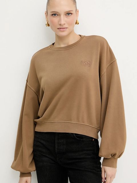 Pinko bluza bawełniana damska kolor brązowy gładka 105510 A2RB