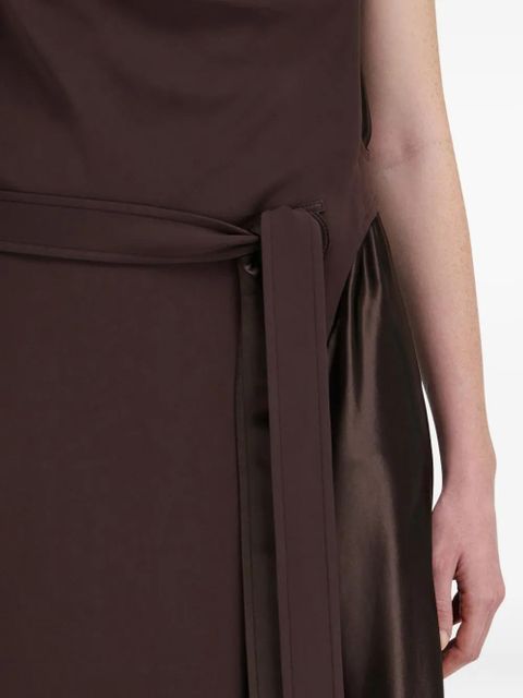 Ferragamo cowl-neck satin-panel dress - Brown