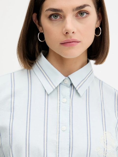 Guess Jeans koszula bawełniana damska kolor niebieski relaxed z kołnierzykiem klasycznym W5YH98 WHFL1