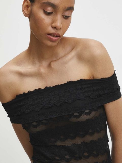 Answear.LAB body damskie kolor czarny wzorzysta